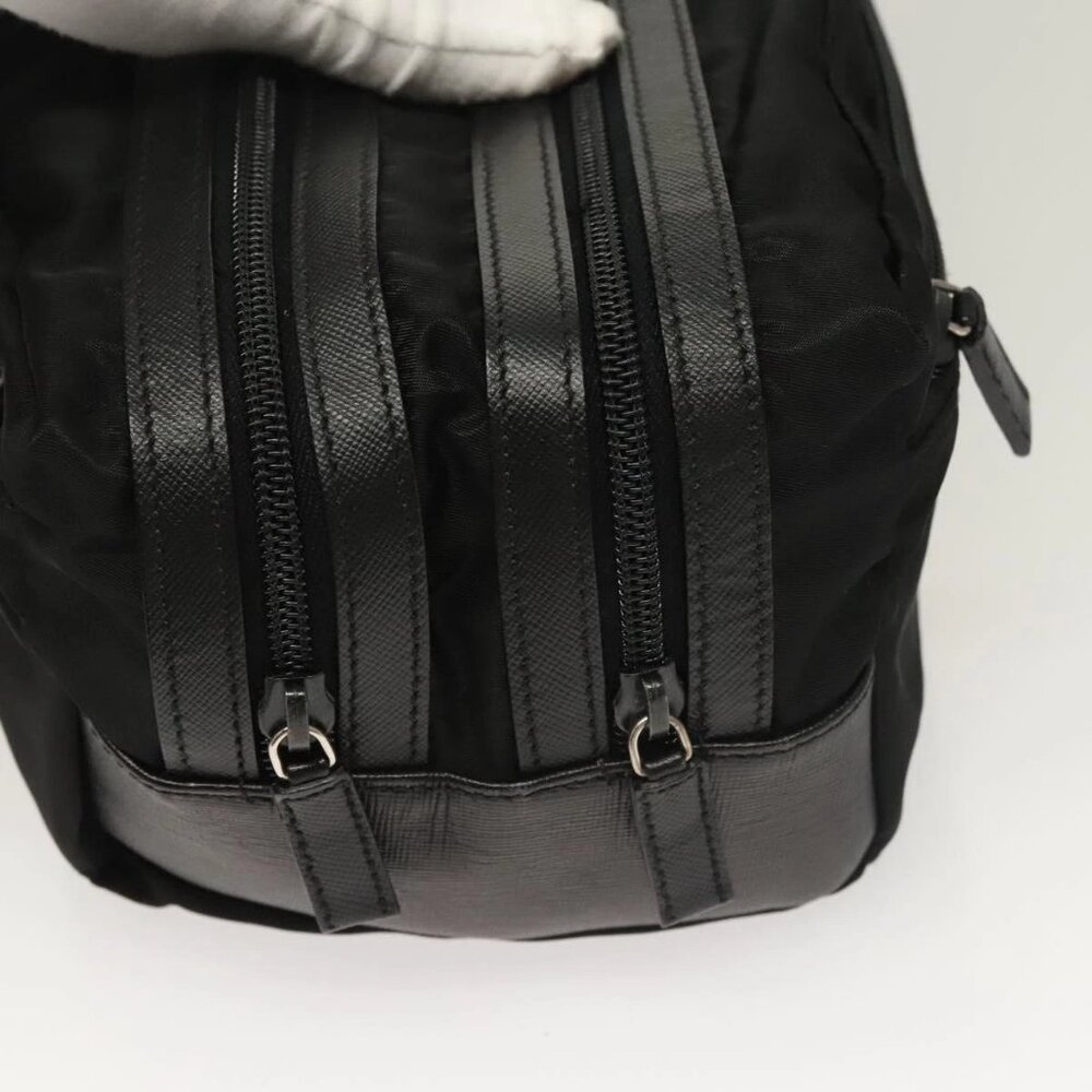 PRADA Clutch Bag Nylon Leather Black Silver Auth ki5843 - Picture 9 of 16